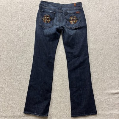 7 for all Mankind Jeans Womens 31 Bootcut Dark Wash 70s Style Cowgirl Western