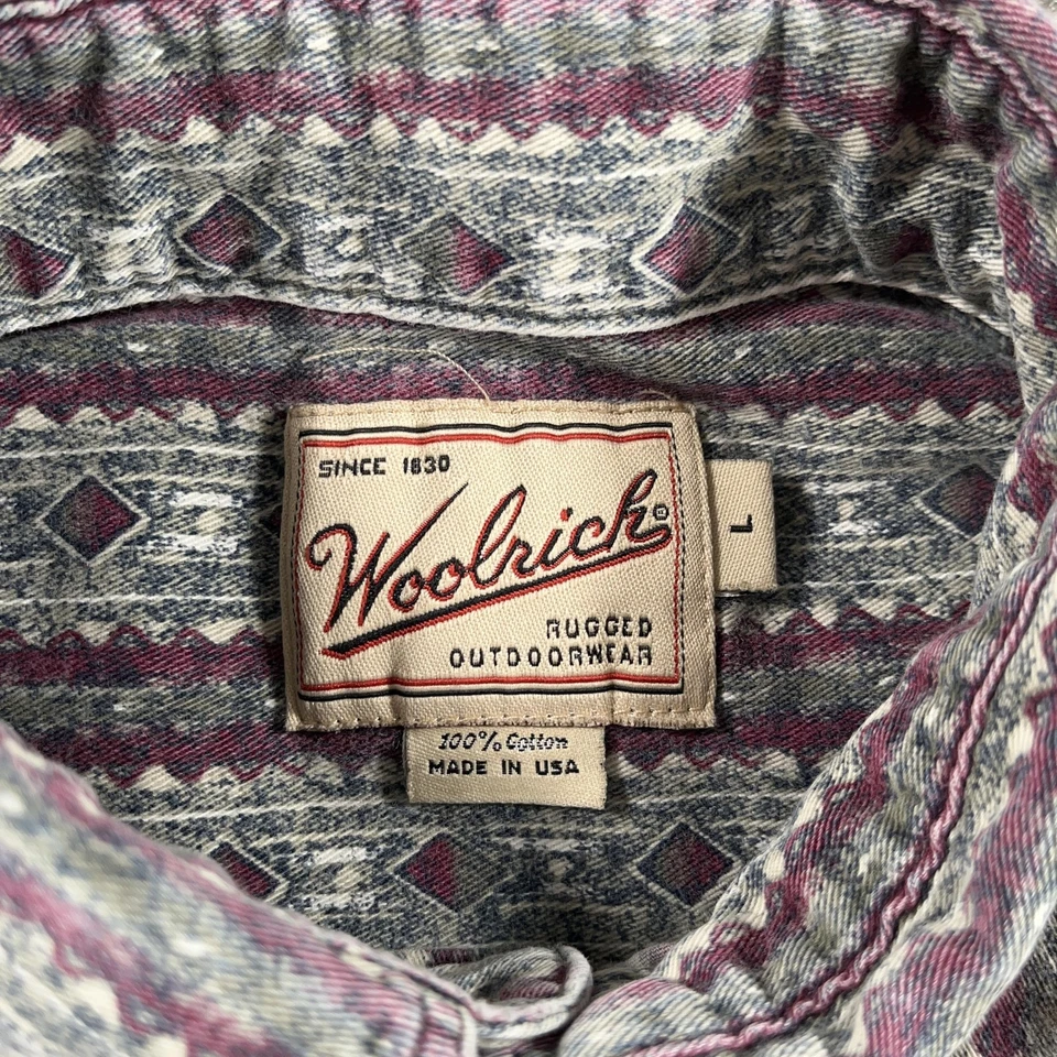 Vintage Woolrich Shirt Mens Large L Southwestern Aztec Pattern Button Up USA 90s - Image 4 of 4