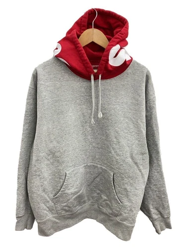 Felpa Supreme con cappuccio a contrasto 21aw L cotone grigio usata