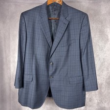 Cremieux Loro Piana Super 130s Wool Blazer Sport Coat 50R Blue Plaid Mens