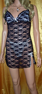 Aufreizendes kurzes Spitzen Babydoll schwarz Gr. S Sissy Negligee (U14)