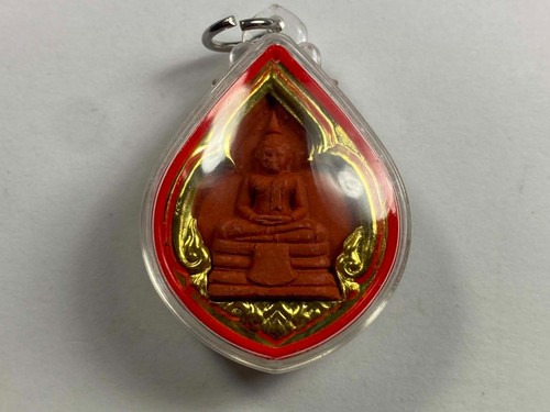 Thai Red and Golden Buddha Amulet and New 24" Non-Tarnish Necklace