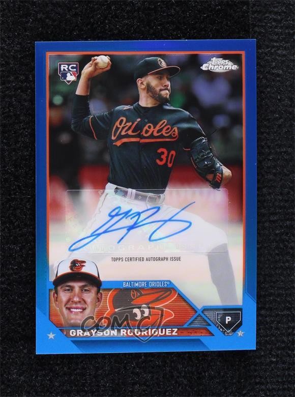 2023 Topps Chrome Update Blue Refractor 57/150 Grayson Rodriguez Rookie Auto RC