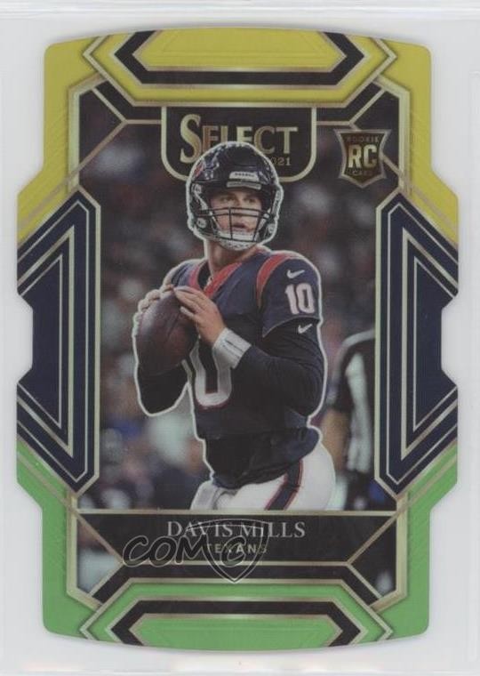 2021 Select Club Level Green & Yellow Prizm Die-Cut Davis Mills Rookie RC 10p6