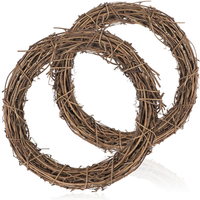 2X Rattan Kranz 25Cm Naturkranz Tischkranz TüRkranz Basteln Deko Holzkranz Set
