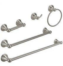 5-Piece Bath Hardware with Towel Bar Towel Rack Towel Hook TP Holder Brushed Nic