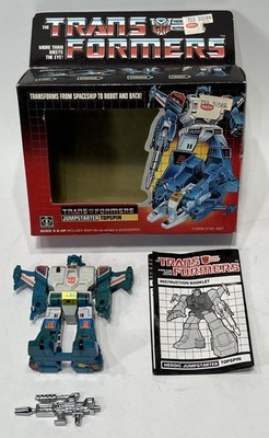 Vintage 1984 Transformers G1 Jumpstarter Topspin with Box, Rifle, Directions
