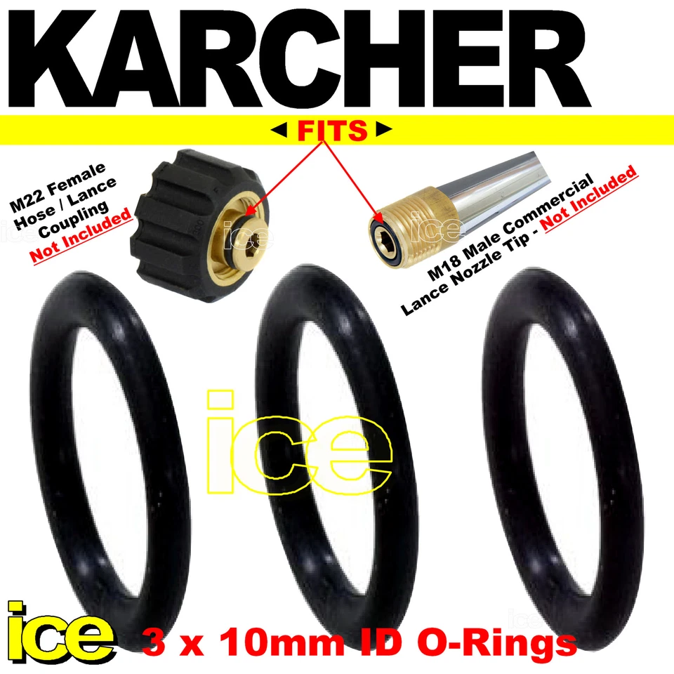 3 x KARCHER HD HDS BOQUILLA DE MANGUERA DE REPUESTO LANZA DE CHORRO JUNTA TÓRICA DE REPUESTO SELLOS