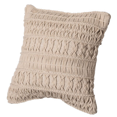 16'' Handwoven Cotton Throw Pillow Cover with Layered Random String Pattern