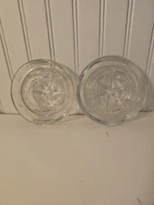 Lot of 2 Vintage Round Clear Glass Ashtrays with Star (Indiana Glass?)