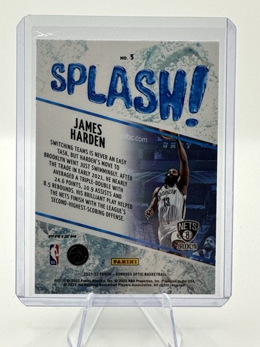 Óptica Panini Donruss 2021-22 - ¡Salpicaduras! Holo Prizm #3 James Harden {769} - Imagen 2 de 2