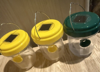 Trapable Outdoor Hanging Bee Yellow Jacket Wasp Traps W Solar LED Light 3 Pack