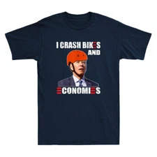 I Crash Bikes and Economies Funny Joe Falling off Bike Meme Retro Men's T-Shirt