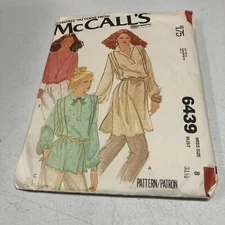 McCalls 6439 Misses Blouse Tunic Sz 8 Bust 31.5 Vintage 1979  ~READ~
