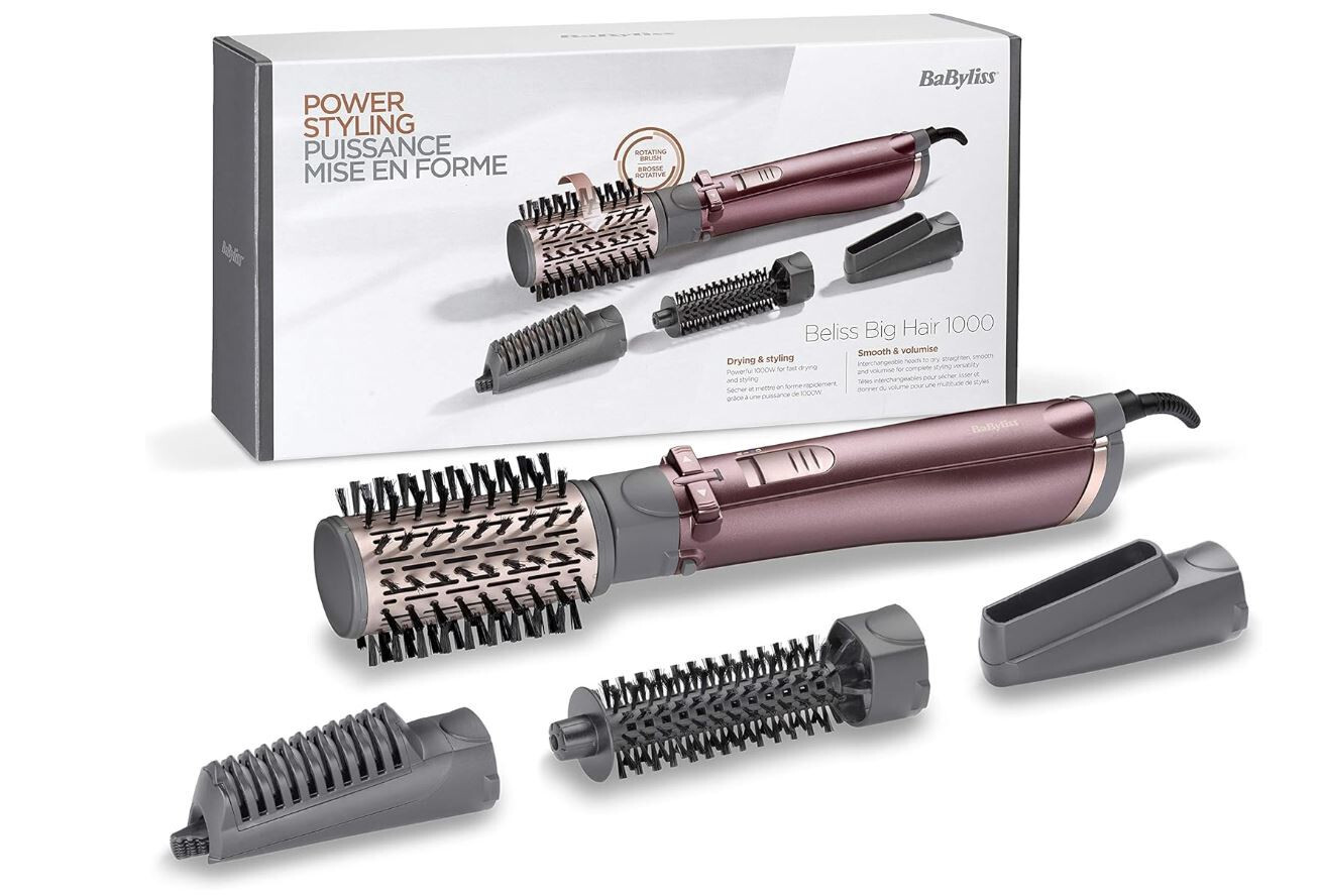 BaByliss AS960E Cepillo de aire rotatorio 1000 W Moldeador 4 cabezales Seca