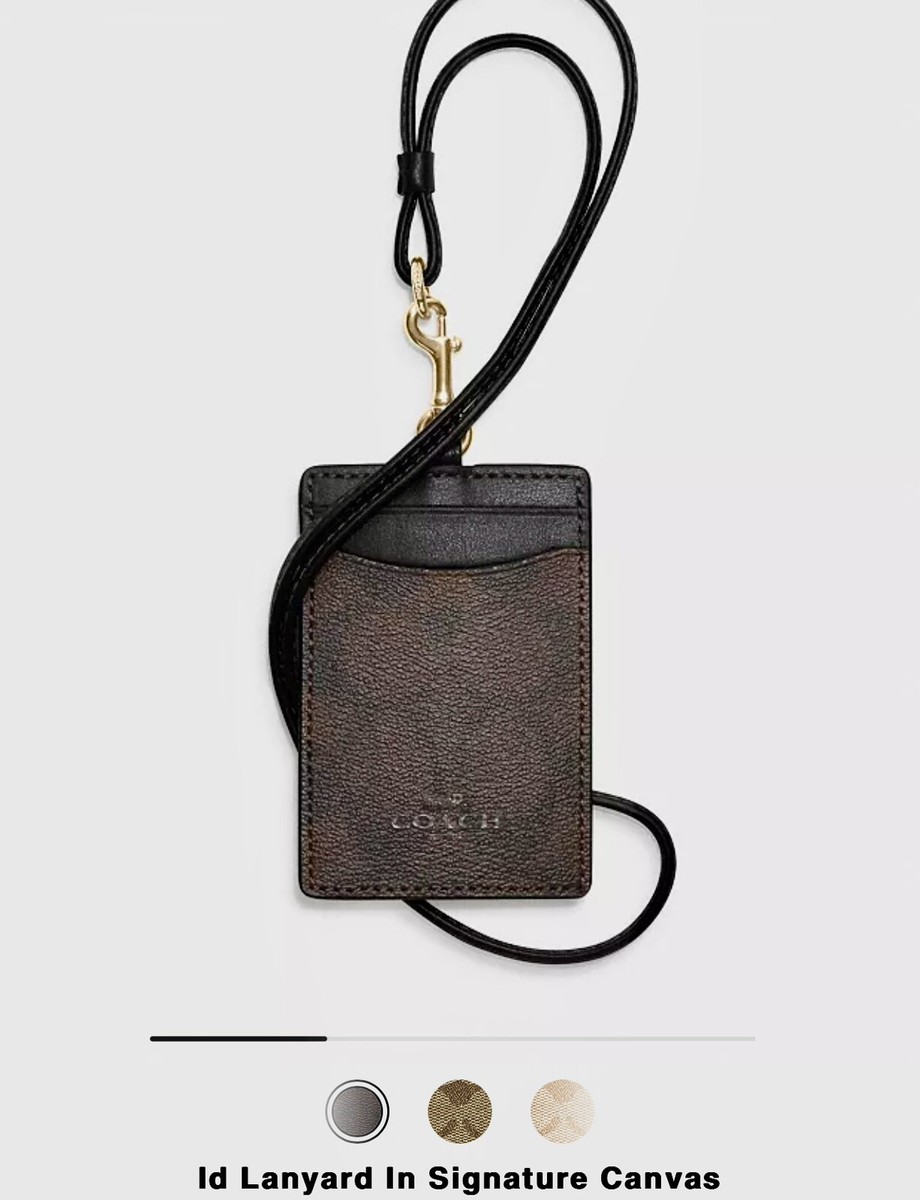 Coach Lanyard ID Holder - Gold/ Brown/ Black | eBay