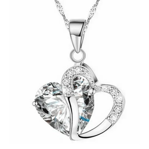 Fashion Jewlery Gemstone Heart Pendant Silver Necklace - Picture 5 of 9