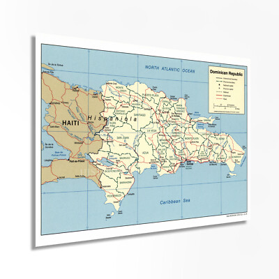 2004 Dominican Republic Map Poster - Dominican Republic Wall Art Decor Print