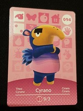 CYRANO ANIMAL CROSSING AMIIBO SERIES 1 CARD #094 TRACKED AU POST geniuine