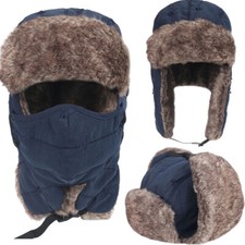 Winter Fur Earflap Warm Windproof Hat Face Mask Cap Ski Snow Cap for Women Men