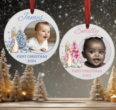 4YOURHAPPINESS Personalised Baby's First Christmas Bauble Tree Ornaments Gift For Baby Girl Boy