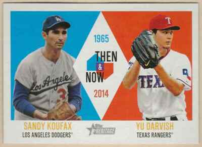 2014 Topps Heritage Then & Now Sandy Koufax Yu Darvish Dodgers TAN-10