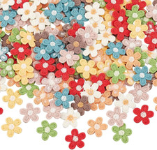 144Pcs 8 Colors Knitted Flowers Patch 0.6Inch Crochet Flower Patches Flower Sew