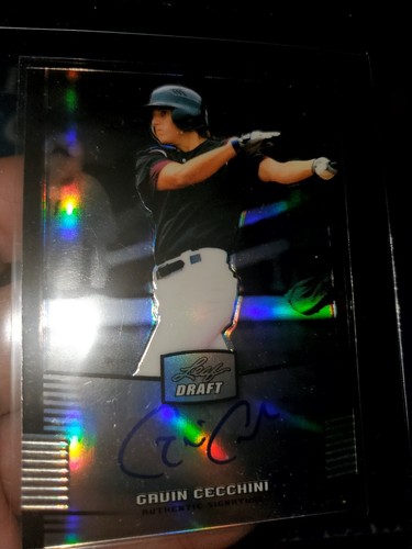2012 Leaf Metal Draft #BA-GC1 Gavin Cecchini Auto SP 88/99 ONLY 99 PRINT&CHROME! - Picture 2 of 8
