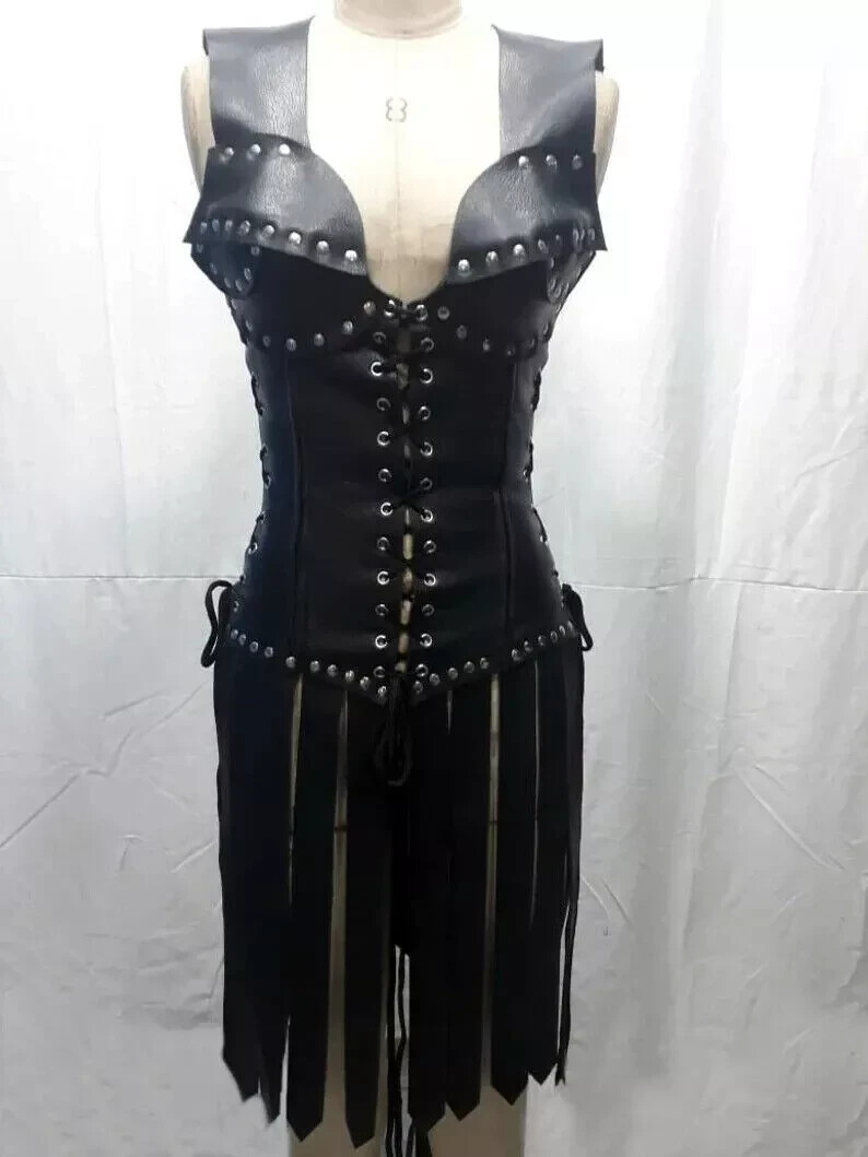 Genuino Cuero Mujer Medieval Guerrero Armadura Representaciones Sca Armor Comicv