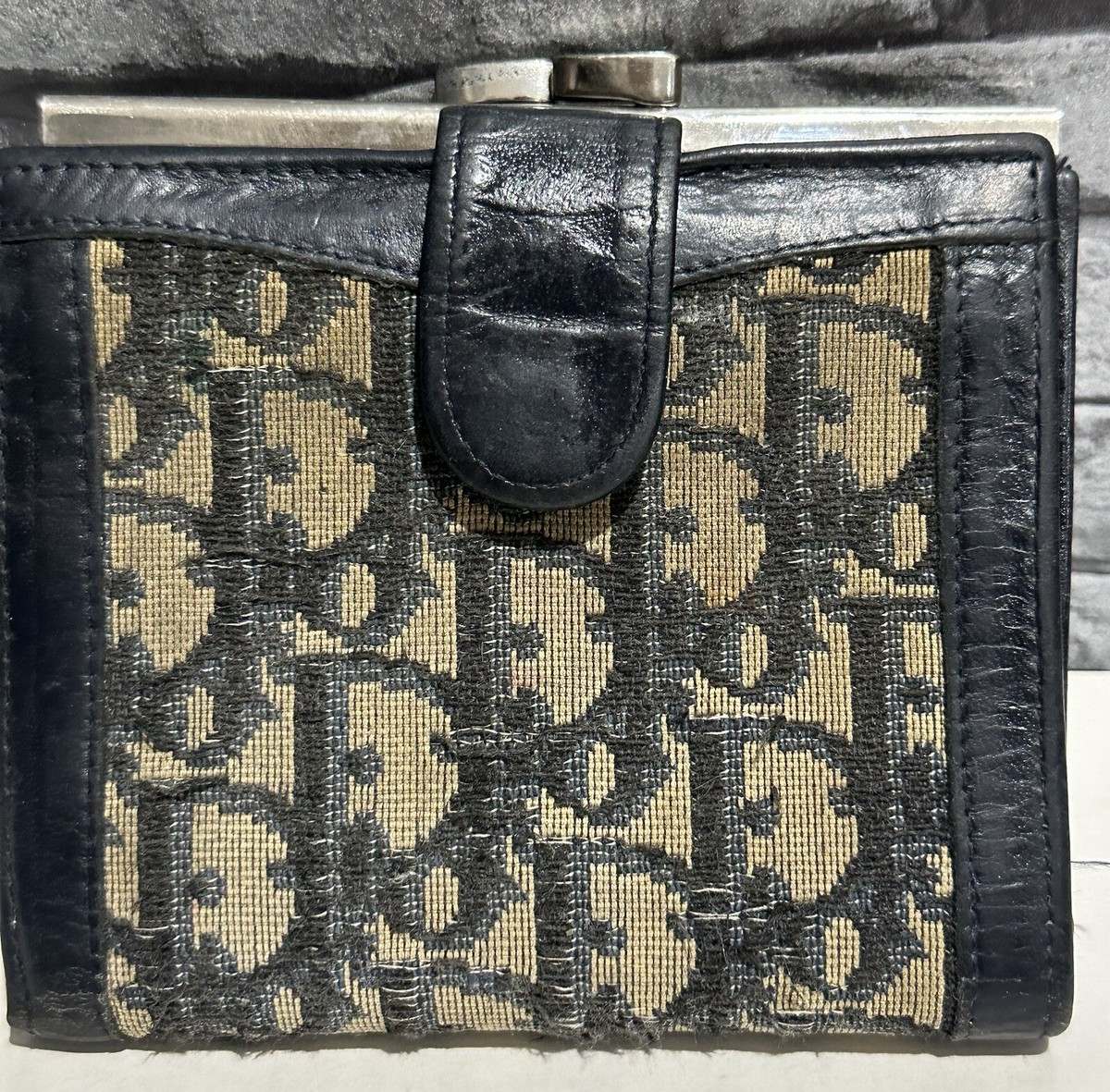 Vtg. CHRISTIAN DIOR Trotter Blue Monogram Canvas &Leather Vtg. CHRISTIAN DIOR Trotter Blue Monogram Canvas &Leather