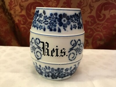 antiker Topf Reis Keramik blau / weiß Omas Küche Übertopf / f.Kochlöffel Vase