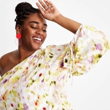 Future Collective Gabriella Karefa-Johnson Linen Blend 1 Shoulder Dress Size 1X