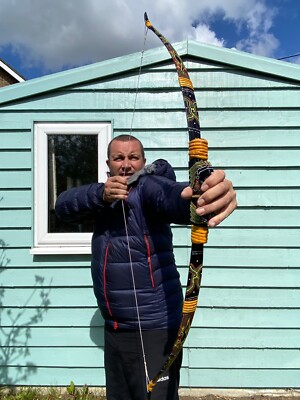 TRADITIONELLE RECURVESCHLEIFE AUS PAPUA-NEUGUINEA (SCHWARZ) - KEINE PFEILE ENTHALTEN - 20 LBS