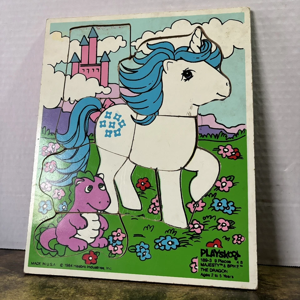 复古 1984 Majesty & Spike The Dragon 孩之宝 Playskool 框架托盘拼图 189-3 — 第 3/4 张图片