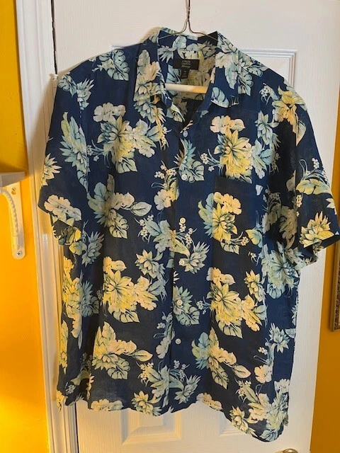 CAMISA HAWAIANA DE LINO DE LUJO XL CLUB ROOM PARA HOMBRE NUEVA Foto 4 de 4