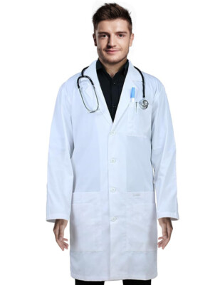 Panda Uniform By Heedfit Professional Unisex White Lab coat 38'' FREE SHIPPING!