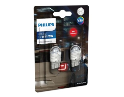 2x Stück LED W21/5W 12V 1.75/0.65W ROT Ultinon Pro 3100 Philips Autolampe Birne