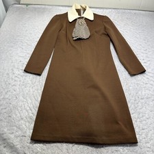 Vintage Kay Windsor A Line Dress Brown Tweed 60s 70s Womens Size Small