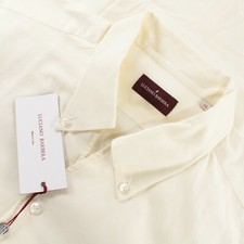 Luciano Barbera NWT Button Up Sport Shirt Size XL In Solid Ivory Cotton