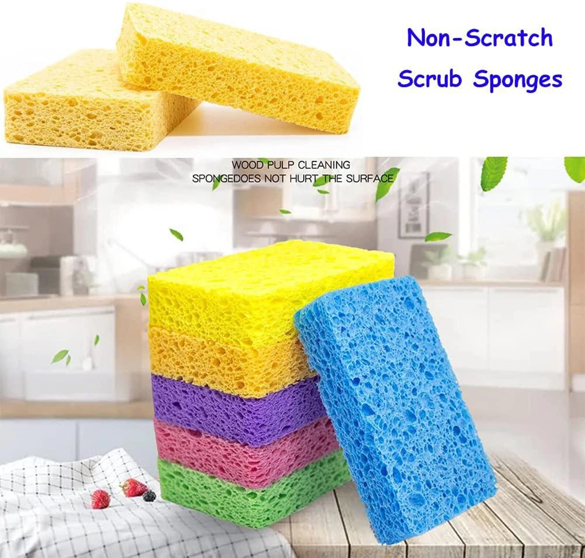 Sponges For Dishes Large Cellulose Kitchen Cleaning Non Scratch Dish  Scrubbers #