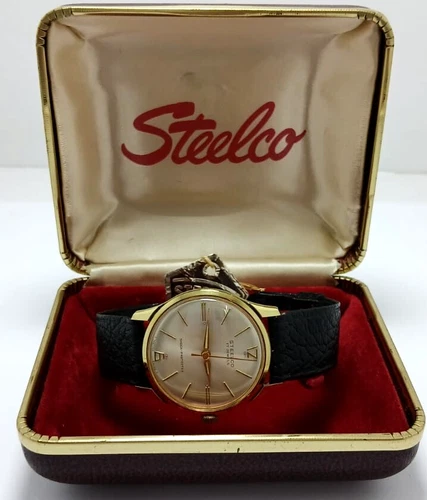 VINTAGE STEELCO MANUAL Cal. ST 1606 32mm GOLD PLATE 50s NOS