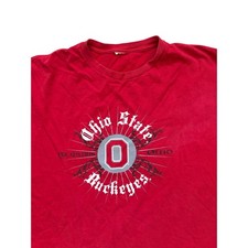 Y2K Ohio State Buckeyes Graphic T-Shirt Red Short Sleeve Crew Neck Mens XL OSU