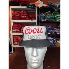 Vintage Coors Light Trucker Hat Snapback White Black Alcohol Cap VTG Broken Brim