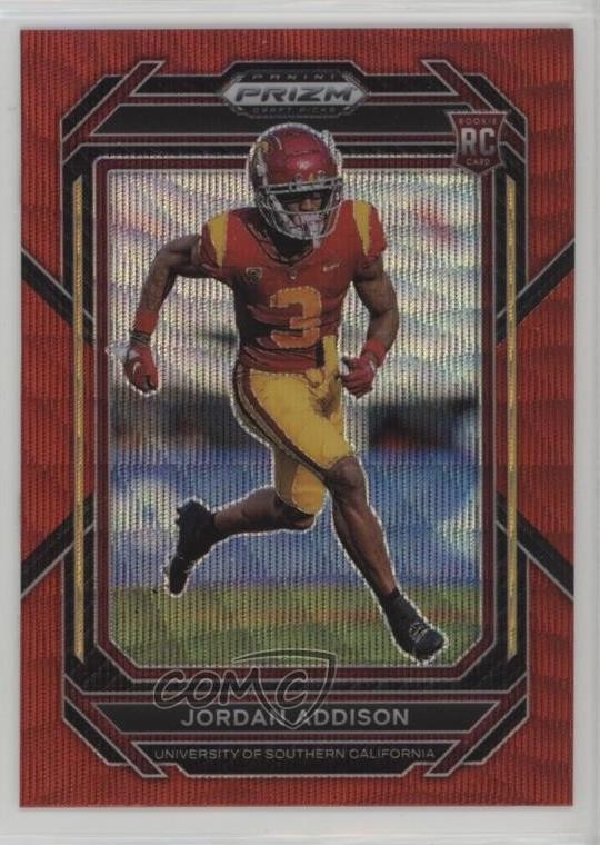 2023 Panini Prizm Draft Picks Ruby Wave Prizm Jordan Addison #136 4ey