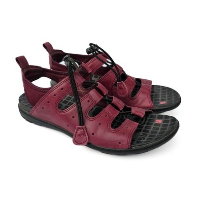 ECCO Sandals Jab Toggle Womens 36 Burgundy Strappy Leather Comfort Outdoor