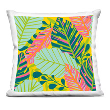 Tropical Leaf Toss Green Floral Zipper Polyester 18 In. X 18 In. Throw Pillow