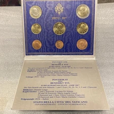 2007 Vatican Pope Bennedic XVI Euro Uncirculated  2 euro to 1 cent 8 Coin Set. 