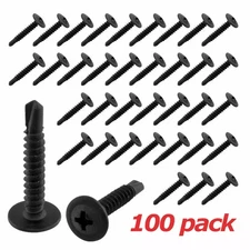 100x Black Phosphate Phillips Wafer Head Self Tapping Drilling Screws 1" inch
