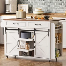 Kitchen Island with Storage, Rolling Kitchen Island Cart with Drop Leaf Countert