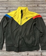 Puma Men  s MCS Track 87  Jacket Full Zipper Black Yellow BLUE RED Size XXL